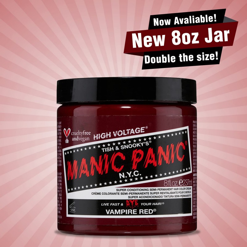Большая банка - красная краска для волос VAMPIRE RED CLASSIC HAIR DYE 237 мл  - Manic Panic